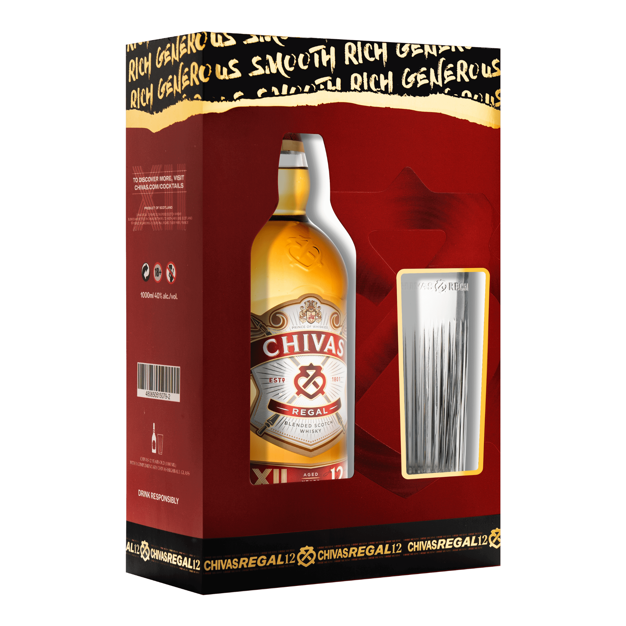 Chivas Regal 12yo 1L Highball Glass Pack at ₱1649.00 | Boozy.ph