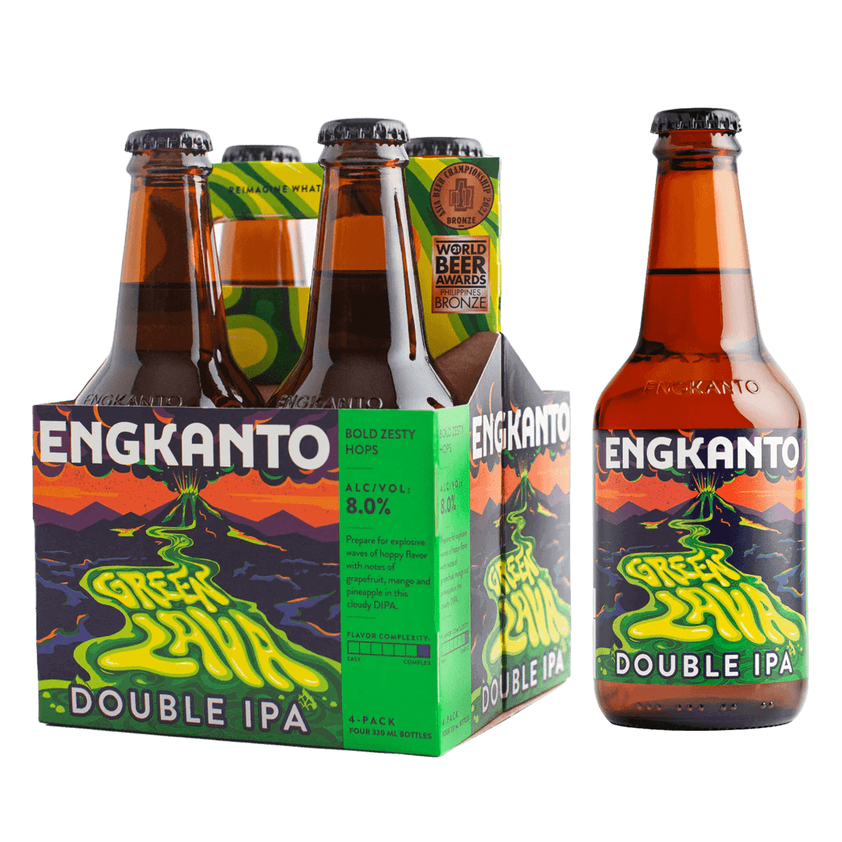 Engkanto Green Lava - Double IPA 330mL Bottle 4-Pack at ₱629.00 | Boozy.ph