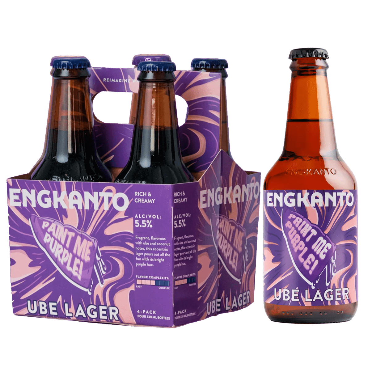 Engkanto Paint Me Purple - Ube Lager 330ml Bottle 4-Pack at ₱575.00 | Boozy.ph