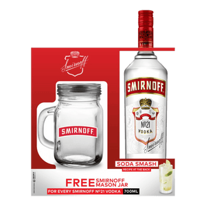 Smirnoff Red No. 21 Vodka 700ml Mason Jar Glass Pack at ₱679.00 | Boozy.ph